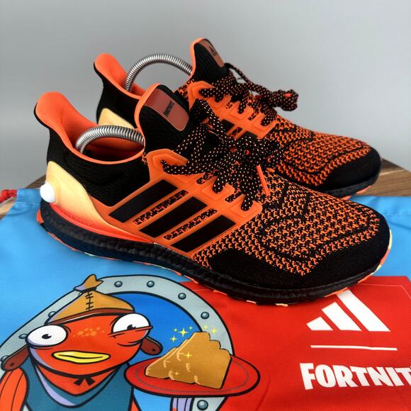 Adidas Fortnite Men's 9.5 Black/Orange Fishstick Retro Ultraboost JQ0715 NEW